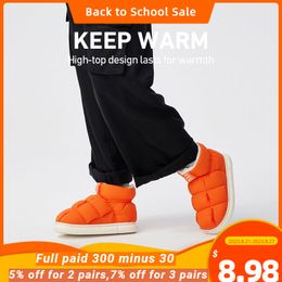 Boots UTUNE High Top Women Ankle Slippers For Home Warm Plush Men's House Flats Anti-slip Platform Outside Splash-proof Snow Boots 230825