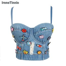 Women's Tanks Camis Irene Tinnie Sexy Cute Hole Cartoon Decoration Push Up Bustier Bralette Cropped Top Vest Plus Size 230825