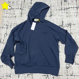 Mens Hoodies Sweatshirts Vintage Washed Blue 3D Floral Print MM6 Maison Hoodie Hooded Men Women Quality Hip Hop Oversize Ripped Pullovers Inside Tag 230825