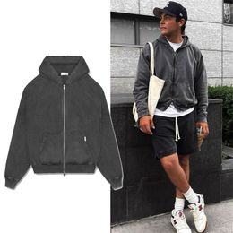 Men's Hoodies Sweatshirts High Streetwear Retro Washed Dirty Cut Zip Hooded Y2k Jacket Men Women Blank Harajuku Oversized Casual 230825