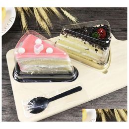 Packing Boxes Wholesale Arrival Plastic Clear Disposable Cake Box Single Individual 8 Inch Triangle Food Dessert Packaging Drop Deli Otk38