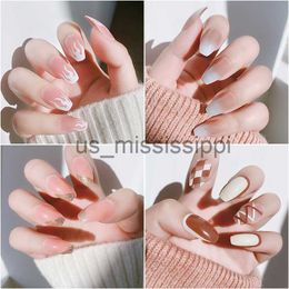 False Nails 24PcsBox Long Coffin Ballet Press On Fake Nails Full Cover Decoration Flame Artificial Manicure Nail Tips With Sticker x0826