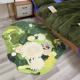 Carpet Nordic 3D Lawn Moss Rugs for Bedroom Living Room Green Forest Irregular Home Decor Chic Floor Mat Bedside Area Rug 230825