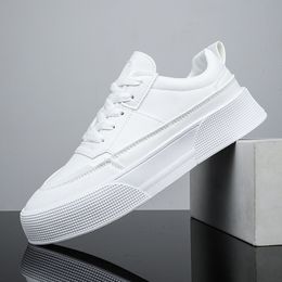 Dress Shoes Men White Leather Casual Sneakers 2023 Trend Platform Comfortable Vulcanised for Tenis Masculinos 230825