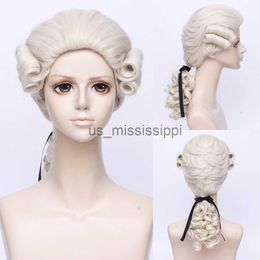 Synthetic Wigs HANEROU Barrister Wig Beige Synthetic For Women Or Men Lawyer Wig Costume Hair Cosplay Long Wavy x0826