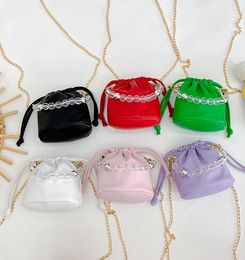Mini girls bucket handbag fashion children princess chain shoulder bags small coin purse