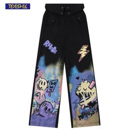 Men's Tracksuits Streetwear Hip Hop Baggy Pants Male Casual Trousers Fashion Sweatpants Cartoon Graffiti Printed Loose Straight Joggers Men 230825