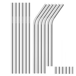 Drinking Straws 500Pcs 10.5 Inch Stainless Steel Sts Bent And Straight Reusable Drink St For 30Oz Mugs Bar Drop Delivery Home Garden Ot98K