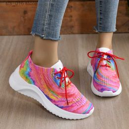 Dress Shoes Women Fashion Graffiti Platform Sneakers 2023 Autumn Knitting Mesh Tennis Shoes Woman Lightweight Non Slip Casual Walking Shoes T230826