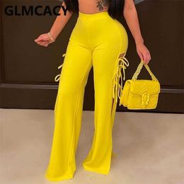 Women's Pants Capris Women Lace Up Detail Slim Flare Pants Casual Trousers T230825