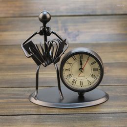 Table Clocks Creative Iron Stainless Steel Small Desk Clock Retro Personality Boutique Gift Birthday
