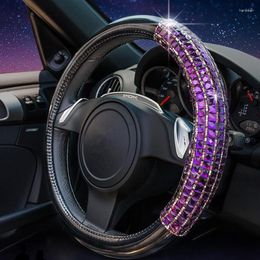 Steering Wheel Covers Fashion Rhinestone Cover Cases PU With Crystal Steering-Wheel For Car Interior Accessories Women Girls