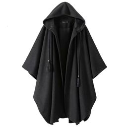 Women's Wool Blends Yamamoto Dark Irregular Design Woollen Coat Fall Winter Hooded Long Cape Style Woollen Coat Women clothes womens coats 230825