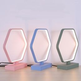 Table Lamps Lamp Bedroom Children Simple Light Modern Creative Nordic Lights Living Room Led Hexagonal Edge Desk LU8211806