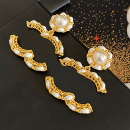 Fashion Earrings Designer Brand Letter Ear Stud Loop Drop Crystal Copper Earring Women Gold Plated Silver Plated Wedding Jewelry Gift