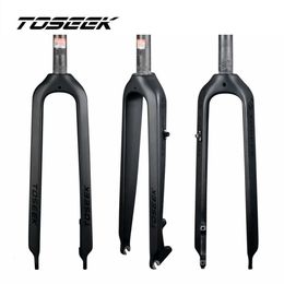 Bike Forks TOSEEK Matte 3K Carbon Fibre Mountain Fork 1 1 8" Rigid Disc Brake MTB Bicycle 26 27 5 29er Straight Tube 28 6mm 230825