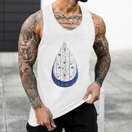 Men's Tank Tops Mens Summer Fashion Casual Sports Outdoor Print Round Neck Sleeveless T Shirt Vest Pack Of Shirts Men