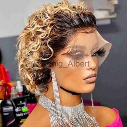 Synthetic Wigs Short Curly Pixie Cut Wig Water Wave Transparent Lace Front Human Hair Wigs For Women PrePlucked Deep Wave Cheap Human Hair Wigs x0826