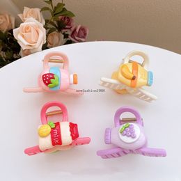 Cute Cartoon Fruit Small Hair Claw for Girls 2023 Summer Strawberry Banana Grape Shark Hair Clip Children's Hairpin Headgear