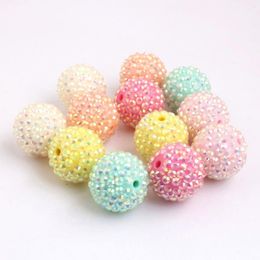 Bracelet Kwoi Vita 12mm 20mm Pastel Colourful Ab Chunky Resin Rhinestone Bling Ball Beads for Easter Kids Necklaces