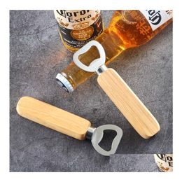 Openers Wooden Handle Bottle Opener Portable Beer Bar Kitchen Party Tools Drop Delivery Home Garden Dining Otua3