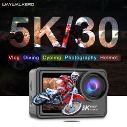Hava Durumu Kameraları 5K Aksiyon Kamera Spor Bisiklet Motosiklet Kask Cam Video Çekim Dengeleyicisi Sualtı WiFi Kamera Webcam Araba Vücut 4K 230825
