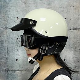 Motorcycle Helmets Korea Type Retro Moto Helmet Half Face Biker Open Scooter Bike Vintage Motorbike Crash