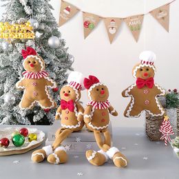 Christmas Decorations 1 Pair Christmas Fuzzy Gingerbread Man Doll Xmas Tree Pendants Year Kids Gift Hanging Ornaments Navidad Home Decorations 230825