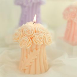 Candle Holders Handmade Rose Bouquets Candles Soy Mixed Wax Ornaments Hand Gifts Flowers Romantic Atmosphere Shootin