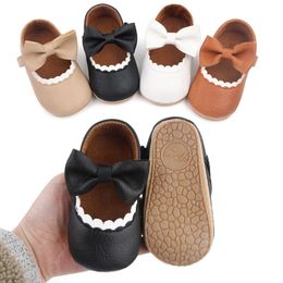 First Walkers Big Bow Princess Shoes For born Babies NonSlip Baby Girl Solid Steps Moccasins Toddler 230825