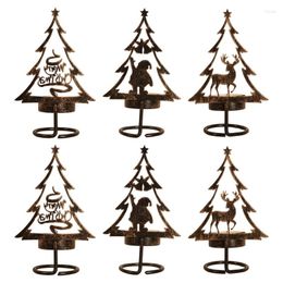 Candle Holders Festive Christmas Iron Holder Set Of 6 Tree Unique Pattern Drop