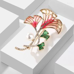 Brooches Ginkgo Biloba For Women Enamel 3-colors Plant Leaf Brooch Pin Fashion Jewelry Gift Exquisite Clothing Accesories