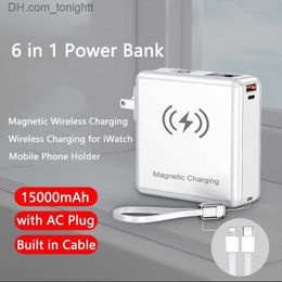 15000mAh Magnetic Wireless Charge Power Bank for 14 13 Watch 22.5W Fast Charge Powerbank with AC plug Q230826