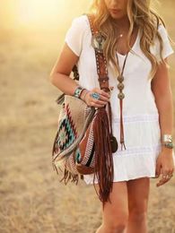 Waist Bags Casual Handmade Braid Fringed for Women Beach Bohemian Shoulder Messenger Bag 230823