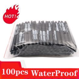 Markers 100Pcs/Set Permanent Marker Pen Fine Point Waterproof Thin Nib Crude Nib Black Blue Red 1.5mm Use For Glass Leather Wood steel 230826