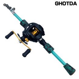 Accessories Ghotda Carbon Fibre Spinning/casting Fishing Rod and 7.2:1 Baitcasting Fishing Reel Combo Telescopic Carp Fishing Pole Kit