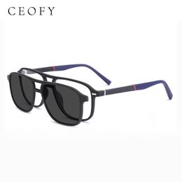 Fashion Sunglasses Frames Ceofy Men Glasses Frame Fashion Sun Clip On Polarized Brand Design Optical Myopia Prescription Stylish Eyeglasses Frame 230825