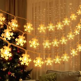 Christmas Decorations Snowflake LED String Lights for Home Navidad Xmas Tree Decor Fairy Light Pendants 230825