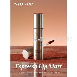 Lipstick INTO YOU Espresso Lip Matt Lipstick Light Thin Velvet Matte Long Lasting Red Lip Mud Waterproof Korean Beauty Makeup Cosmetics 230826