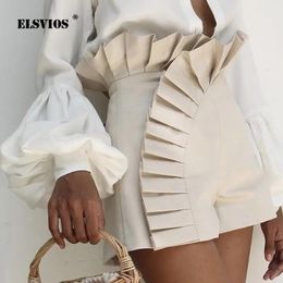 Shorts Ladies Fashion Elegant Shorts Summer New Casual Solid Color Ruffled Pleats High Waist Party Sexy Y2k Hot Women Short Pants Wear