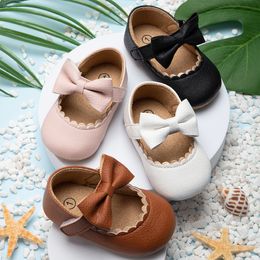 First Walkers KIDSUN Baby Casual Shoes Infant Toddler Bowknot Nonslip Rubber Softsole Flat PU Walker Born Bow Decor Mary Janes 230825