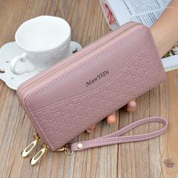 Wallets Drop Women's Long Wallet Double Zipper Clutch Large Capacity Layer Soft Coin Purse Mobile Phone Bag