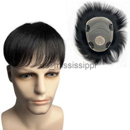 Synthetic Wigs 100 Natural Human Hair Toupee with 4 Clips on Short Hair Replacement System Prosthetic Men's Wig Male Pieces For Men Baldness x0826