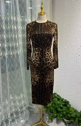 Italian designer, new autumn 2023, leopard print stretch satin silk waist up dress