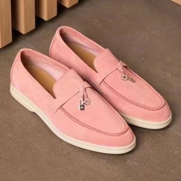 Dress Shoes Master LP Summer casual shoes suede round head flat classic locking buckle elegant comfortable Women's Loafers y230823