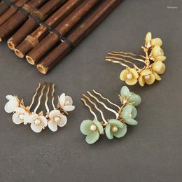 Hair Clips Women Vintage Hanfu Comb Flower Hairpin Clip