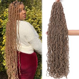 Human Hair Bulks Wakego Gooddess Faux Locs Crochet Hair 24 36 Inch Natural Wavy Curly Dreadlocks Hair Extensions Meche Faux Locks Crochet Braids 230826