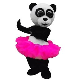 2024 Panda Pink Dress Mascot Costume Halloween Christmas Cartoon Character Outfits Suit Advertising Leaflets Clothings Carnival Unisex Adults Outfit