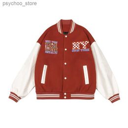 Baseball Uniform Men's Loose Fashion Leather Jacket Embroidered Women's Small Fresh College Style Coat Spring And Autumn Style Q230826