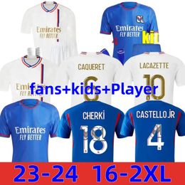 2023 2024 Maillot de foot Lyonnais Soccer JerseyS TRAORE CAQUERET SARR man lyon Home away kids kits 23 24 TOLISSO JEFFINHO TAGLIAFICO Fans Player football shirts